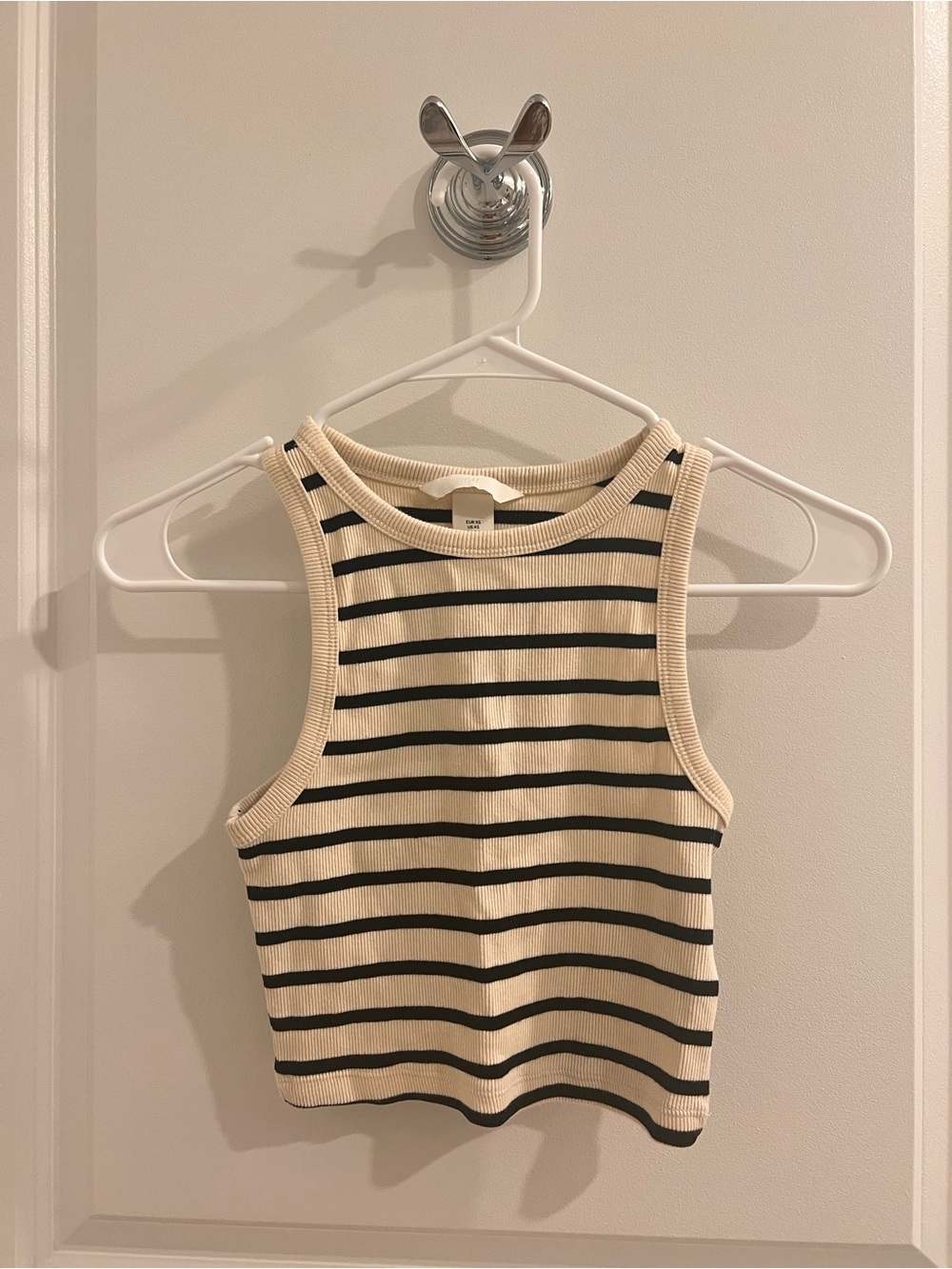 H&M Striped Ribbed Tank - Cream and Black